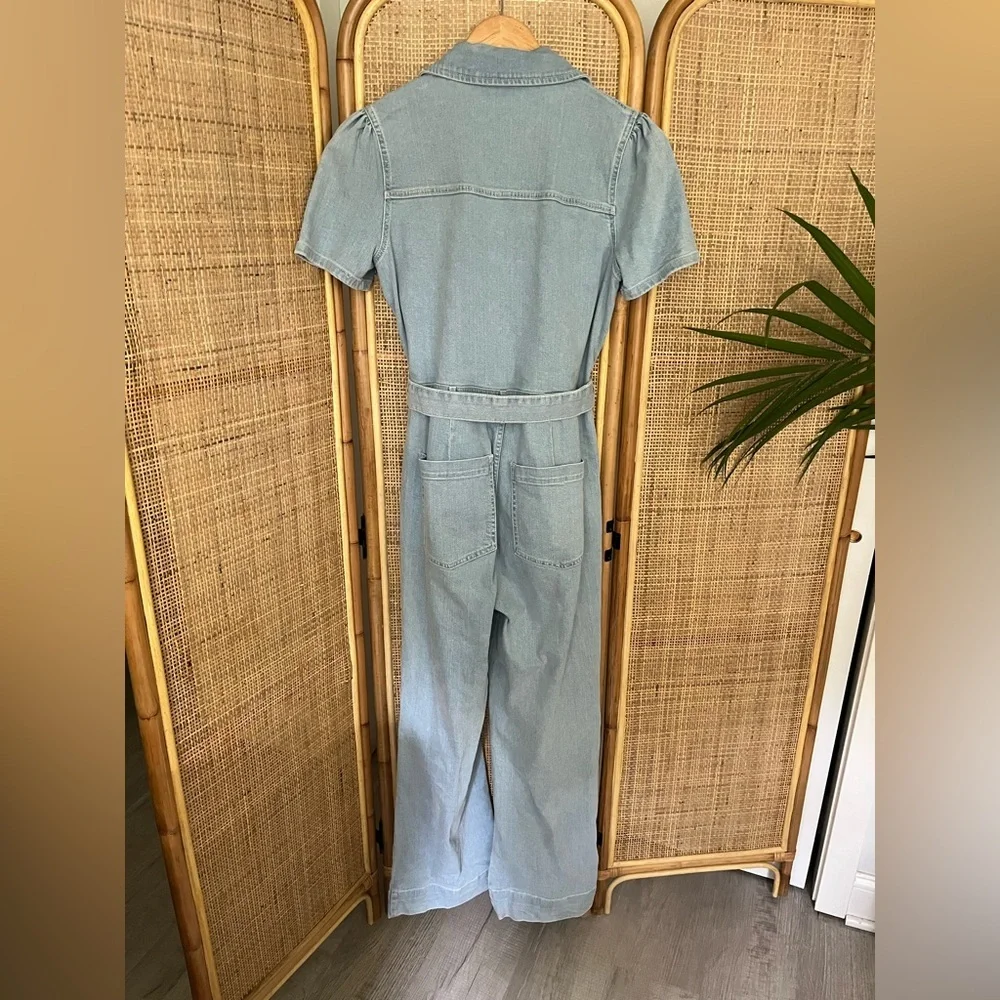 Avec Les Filles denim blue wide leg belted jumpsuit - Picture 6 of 10